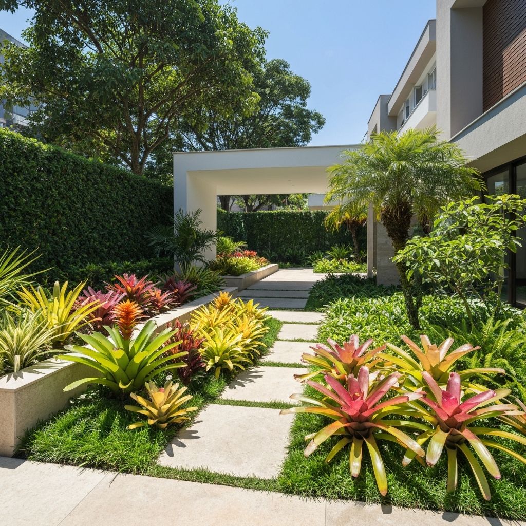 Jardim tropical com plantas ornamentais